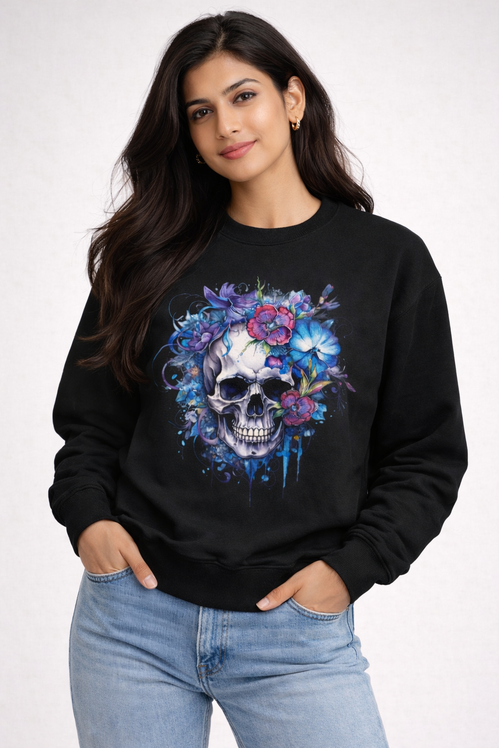 Aesthetic Skull Printed Unisex Oversized Sweatshirt- Black 400GSM