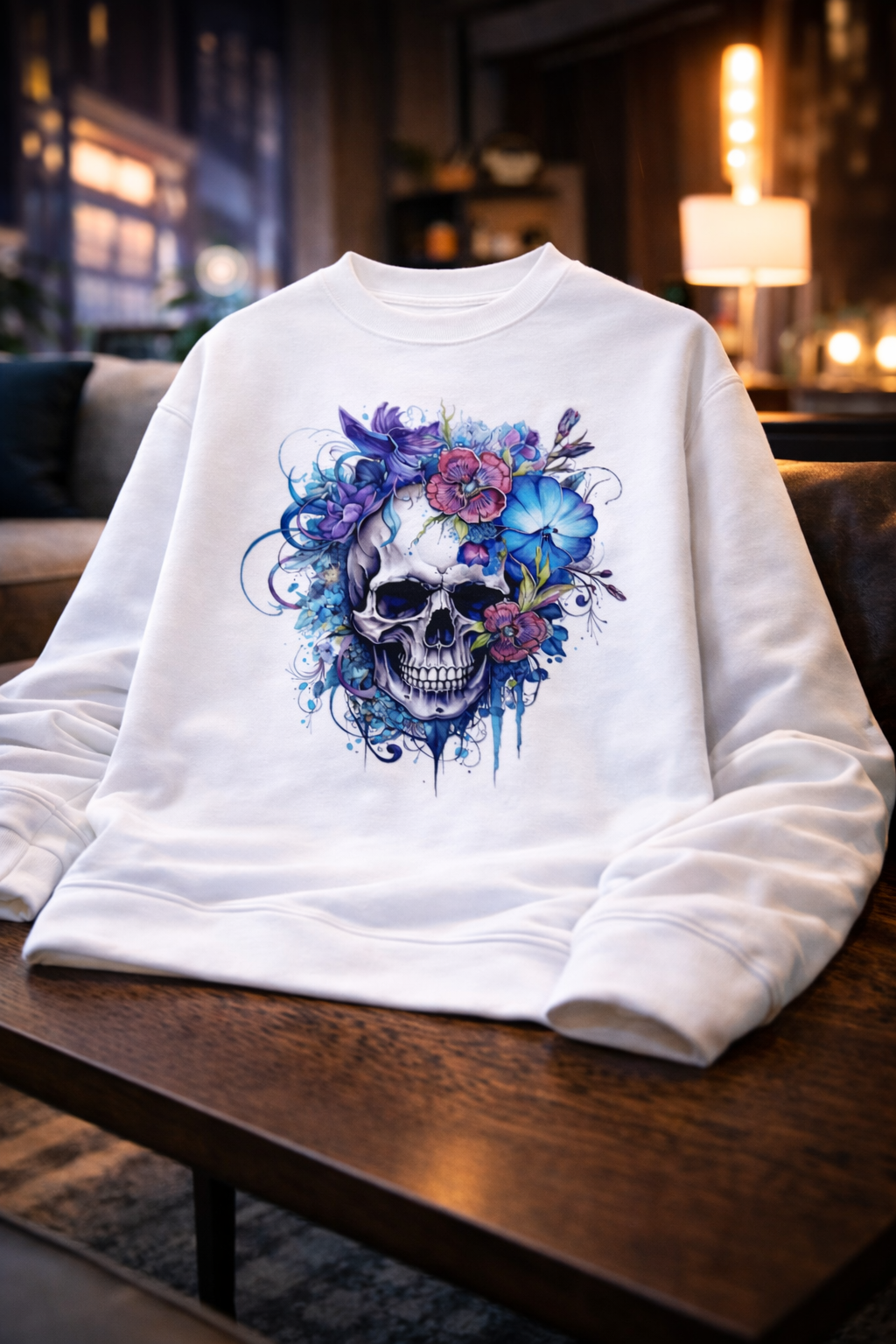 Aesthetic Skull Printed Unisex Oversized Sweatshirt- White 400GSM