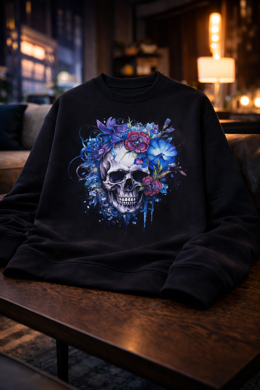Aesthetic Skull Printed Unisex Oversized Sweatshirt- Black 400GSM